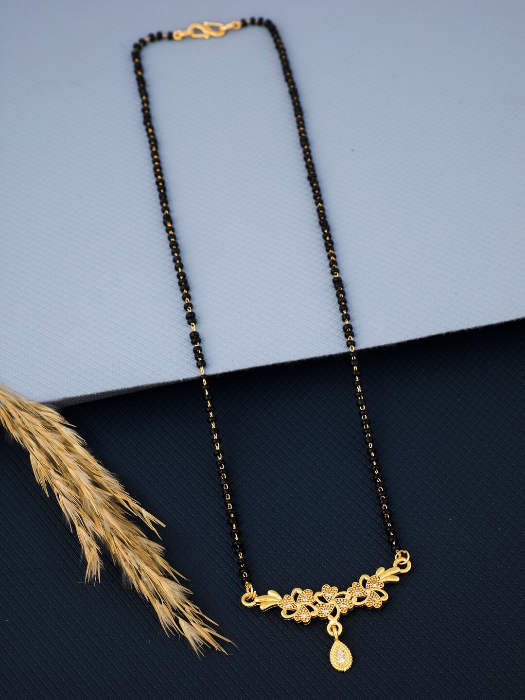 

Vita Bella Gold-Plated Stone Studded & Beaded Mangalsutra, Black