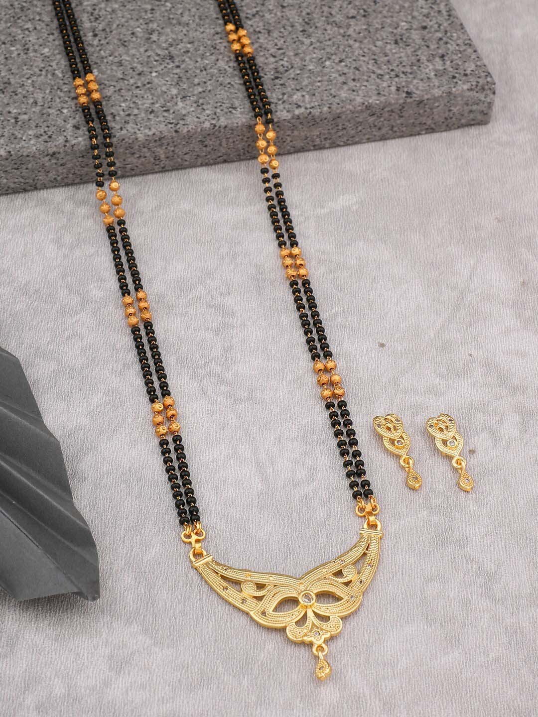 

Vita Bella Gold-Plated S-Hook Mangalsutra Set, Black