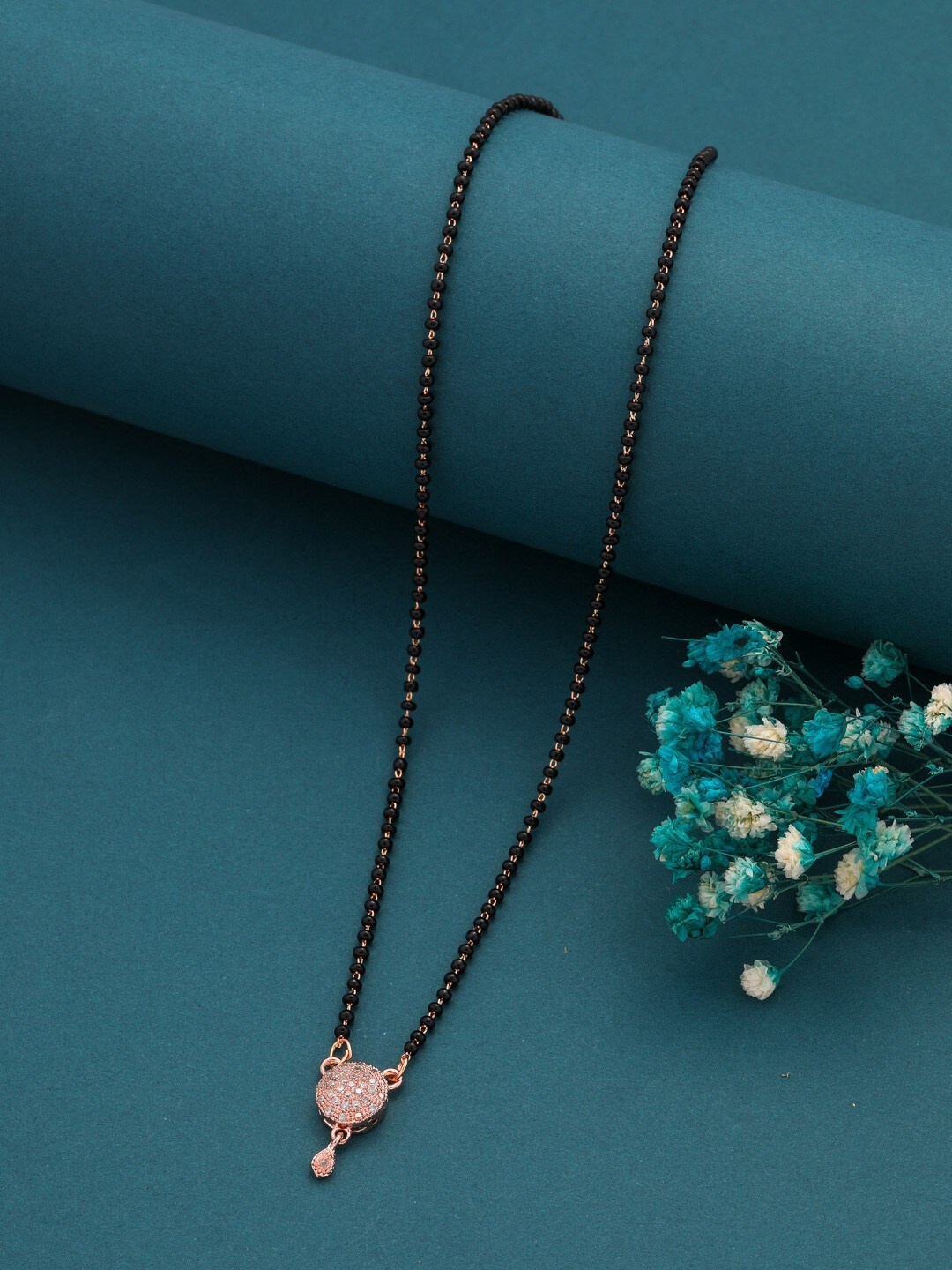 

Vita Bella Gold-Plated Stone Studded & Beaded Mangalsutra, Black