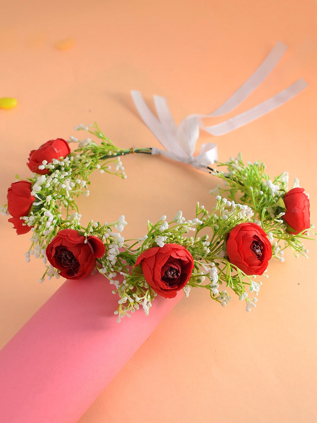 

Sanjog Women Red & Green Tiara