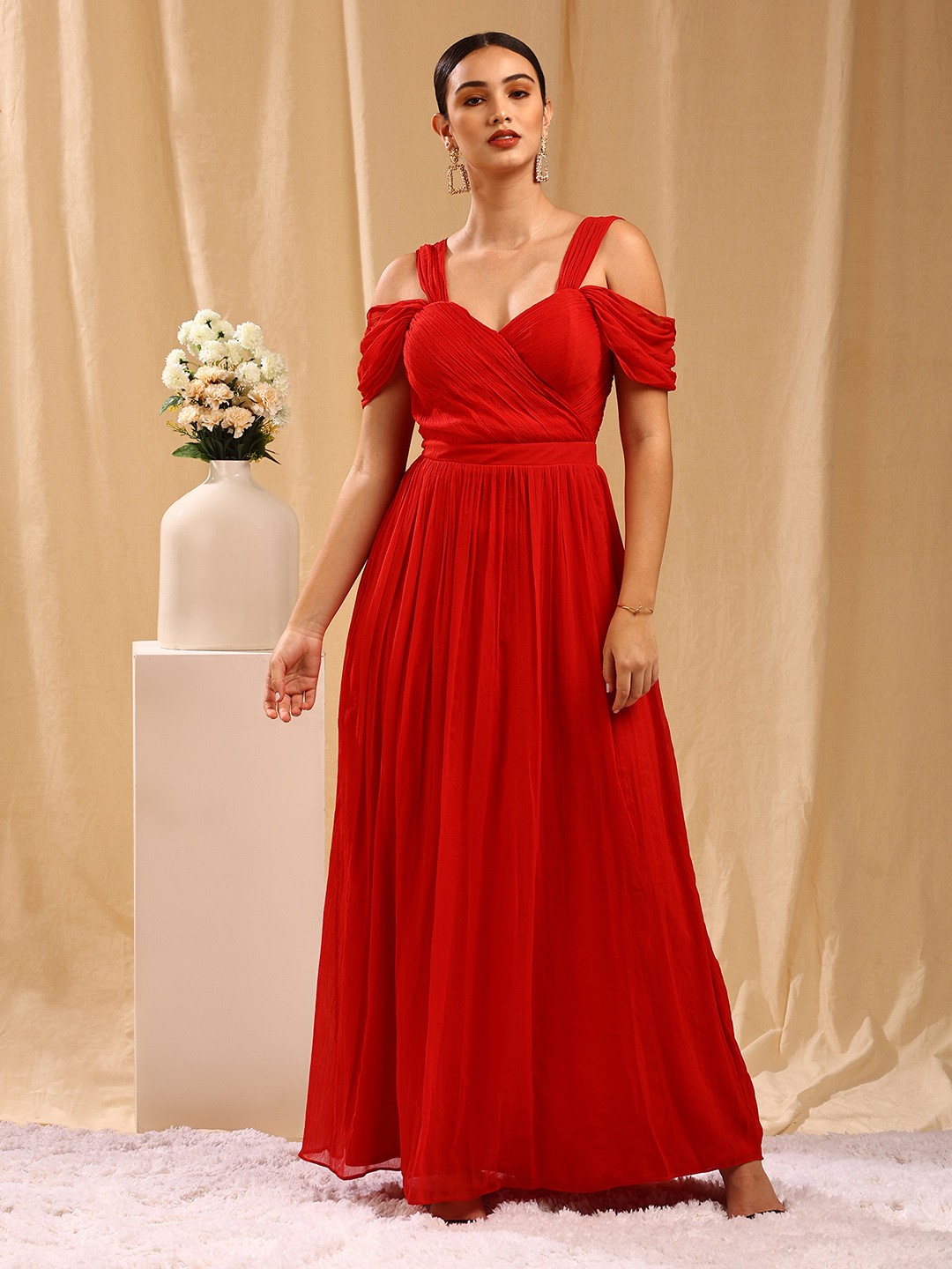 

TRENDY DIVVA Shoulder Strap Maxi Dress, Red