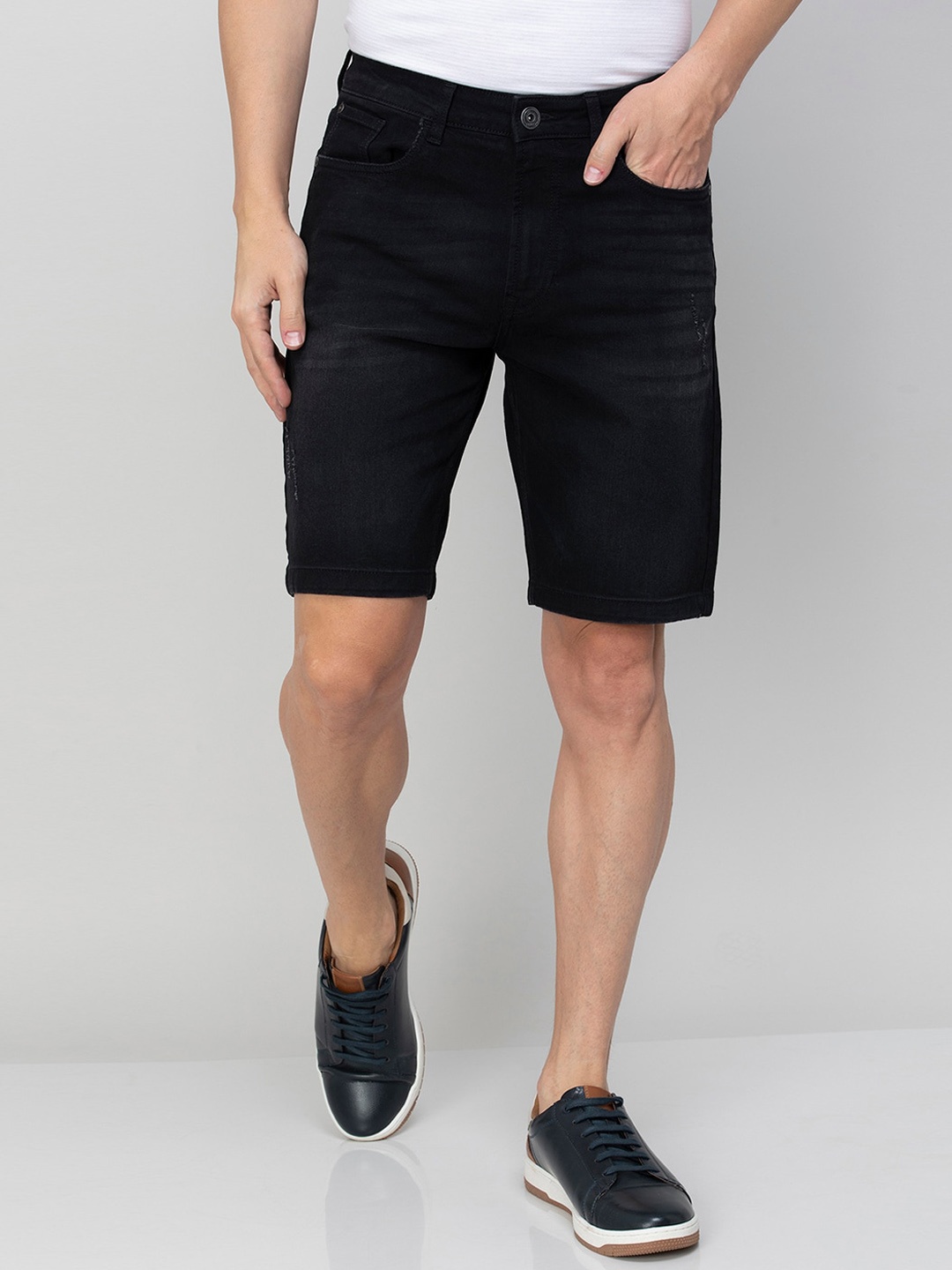 

Forca by Lifestyle Men Mid Rise Denim Shorts, Black