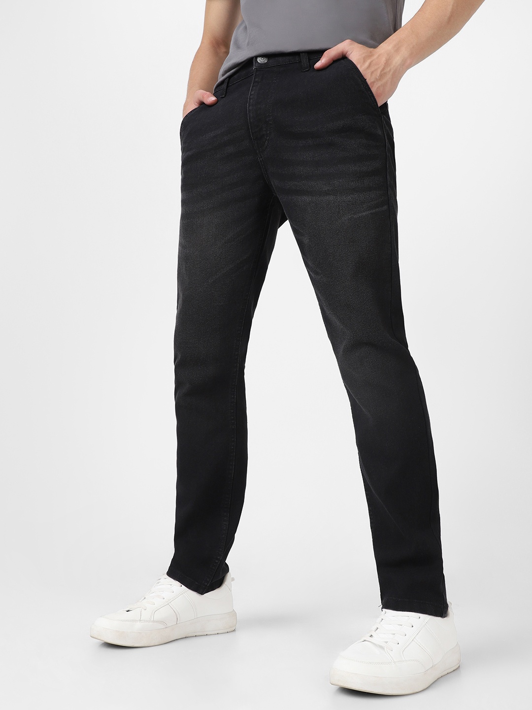 

Urbano Fashion Men Slim Fit Light Fade Stretchable Jeans, Black