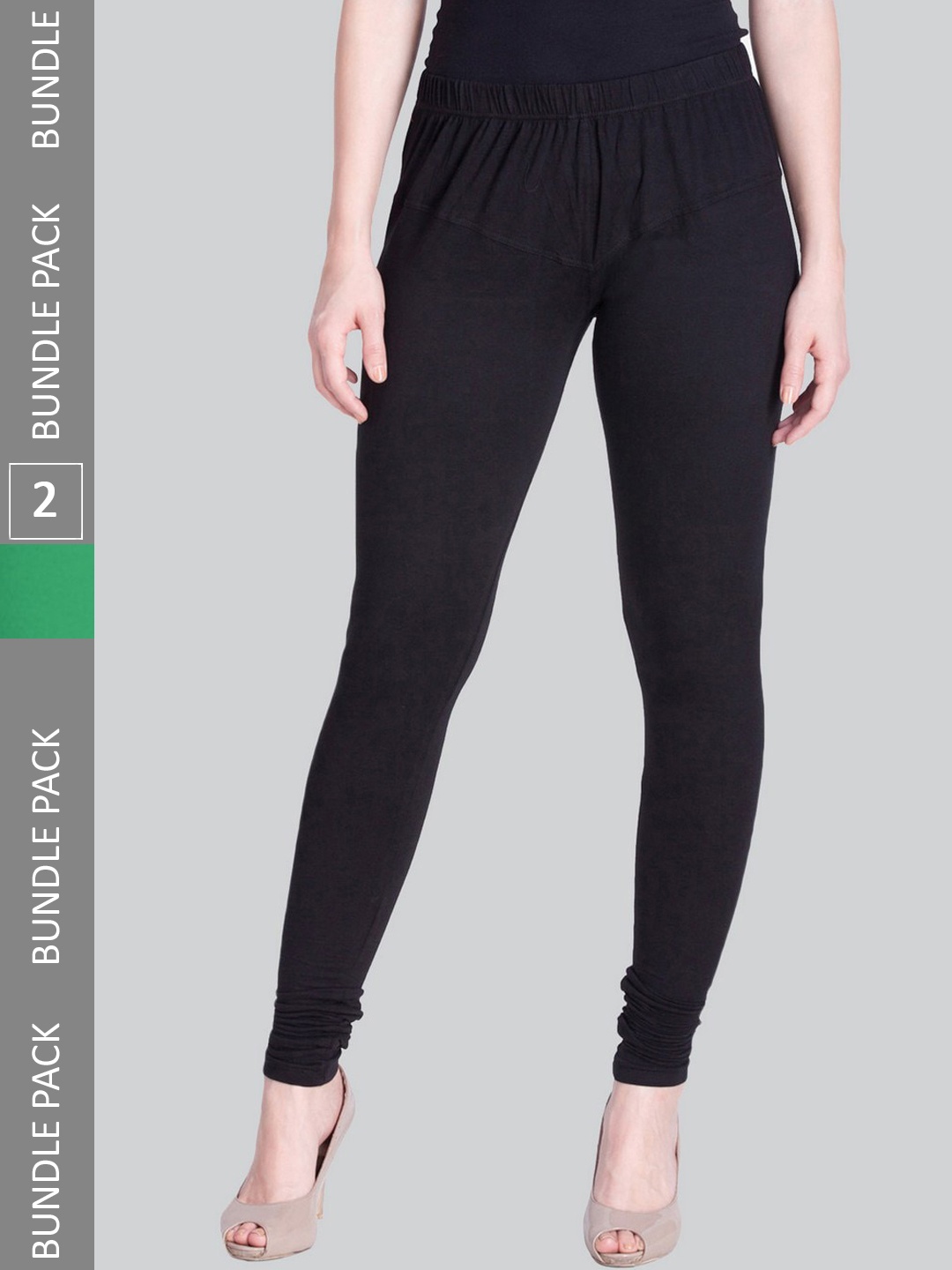 

LYRA Women Pack Of 2 Churidar-Length Leggings, Black