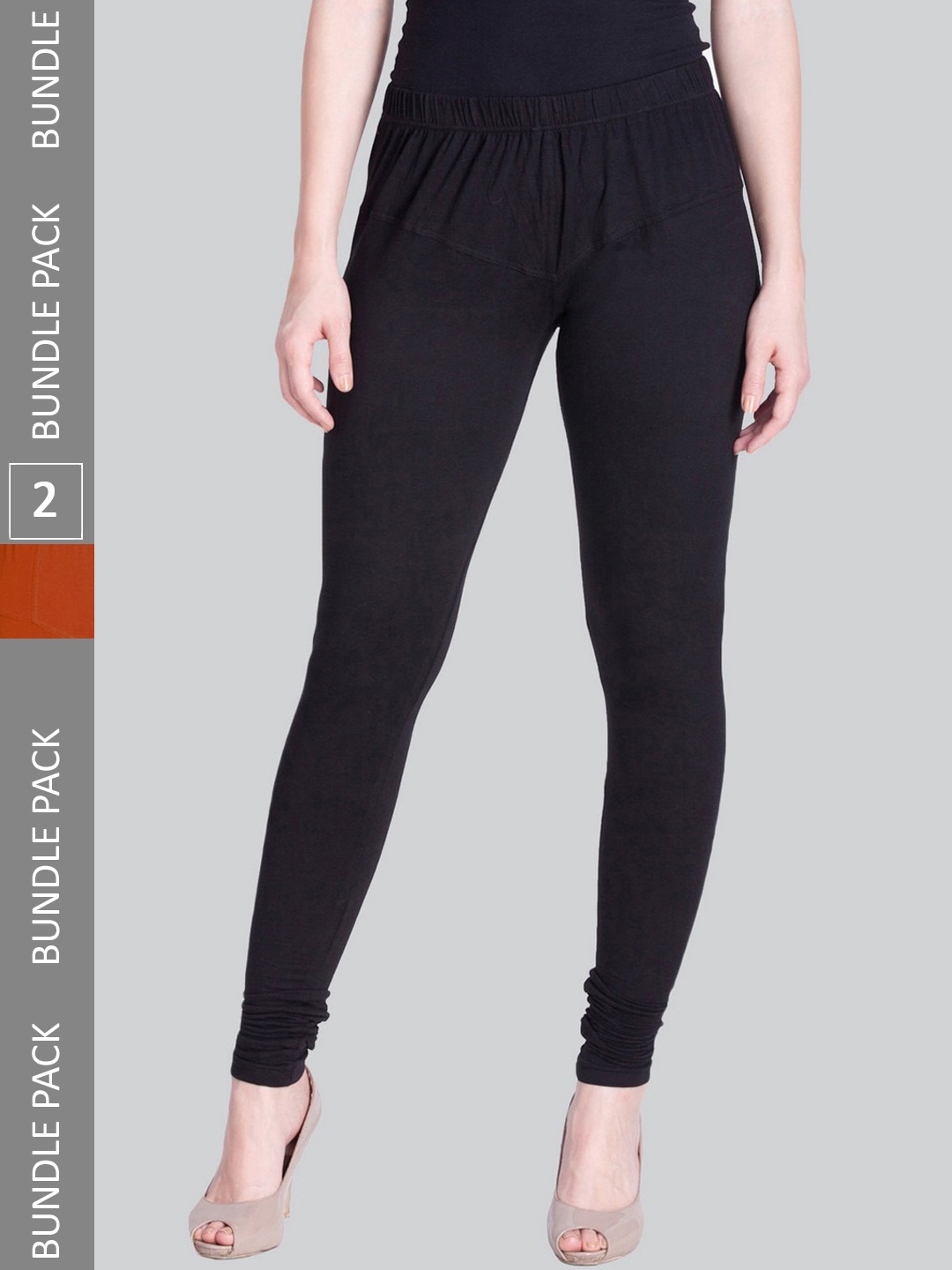 

LYRA Women Pack Of 2 Churidar Length Comfort-Fit Leggings, Black