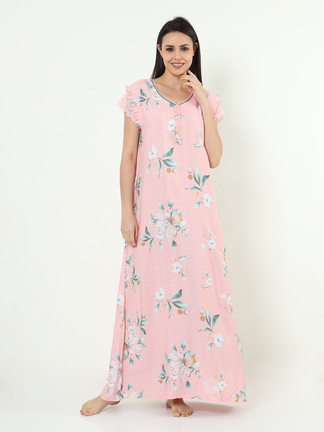 

9shines Label Floral Printed Maxi Nightdress, Pink