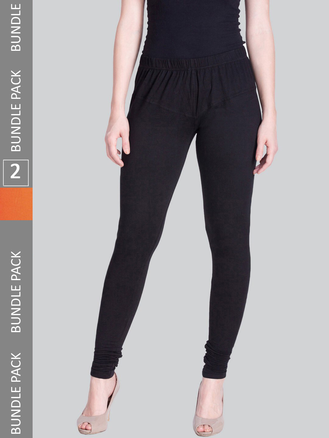 

LYRA Women Pack Of 2 4-Way Stretch Churidar-Length Cotton Lycra Leggings, Orange