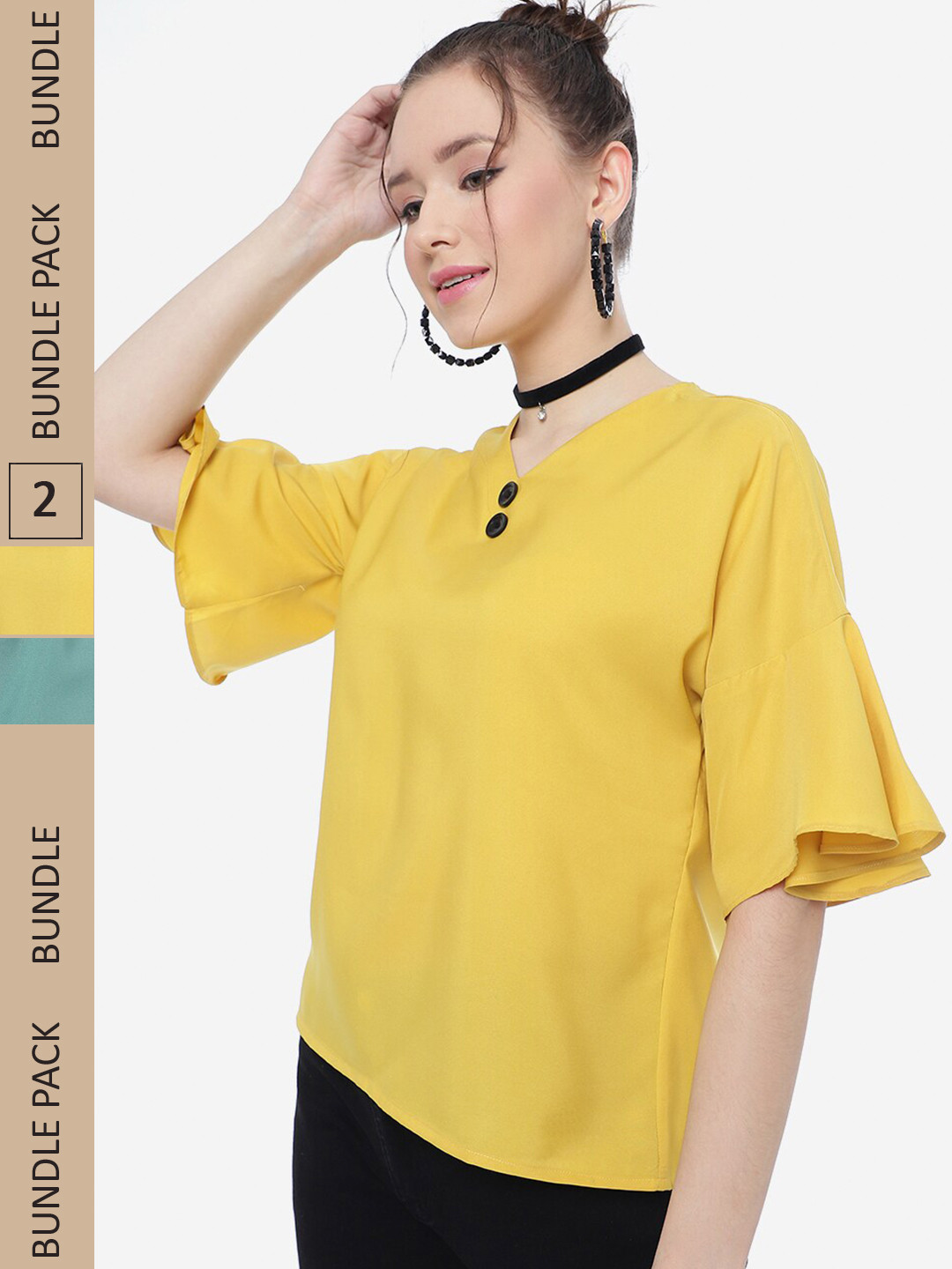 

J Turritopsis Pack f 2 V-Neck Bell sleeves Tops, Sea green