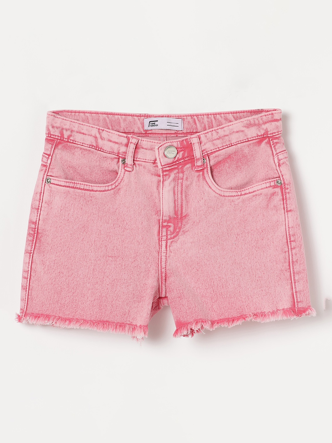 

Fame Forever by Lifestyle Girls Cotton Regular Fit Denim Shorts, Pink