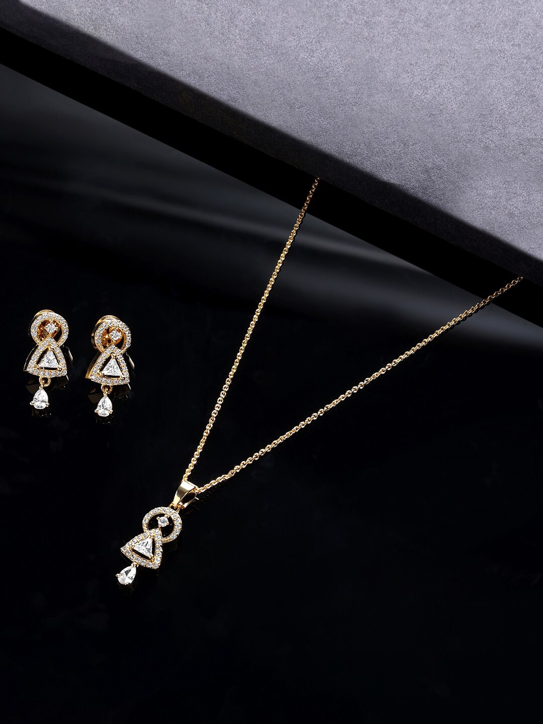 

HOT AND BOLD Gold-Plated Cubic Zirconia-Studded Jewellery Set, White
