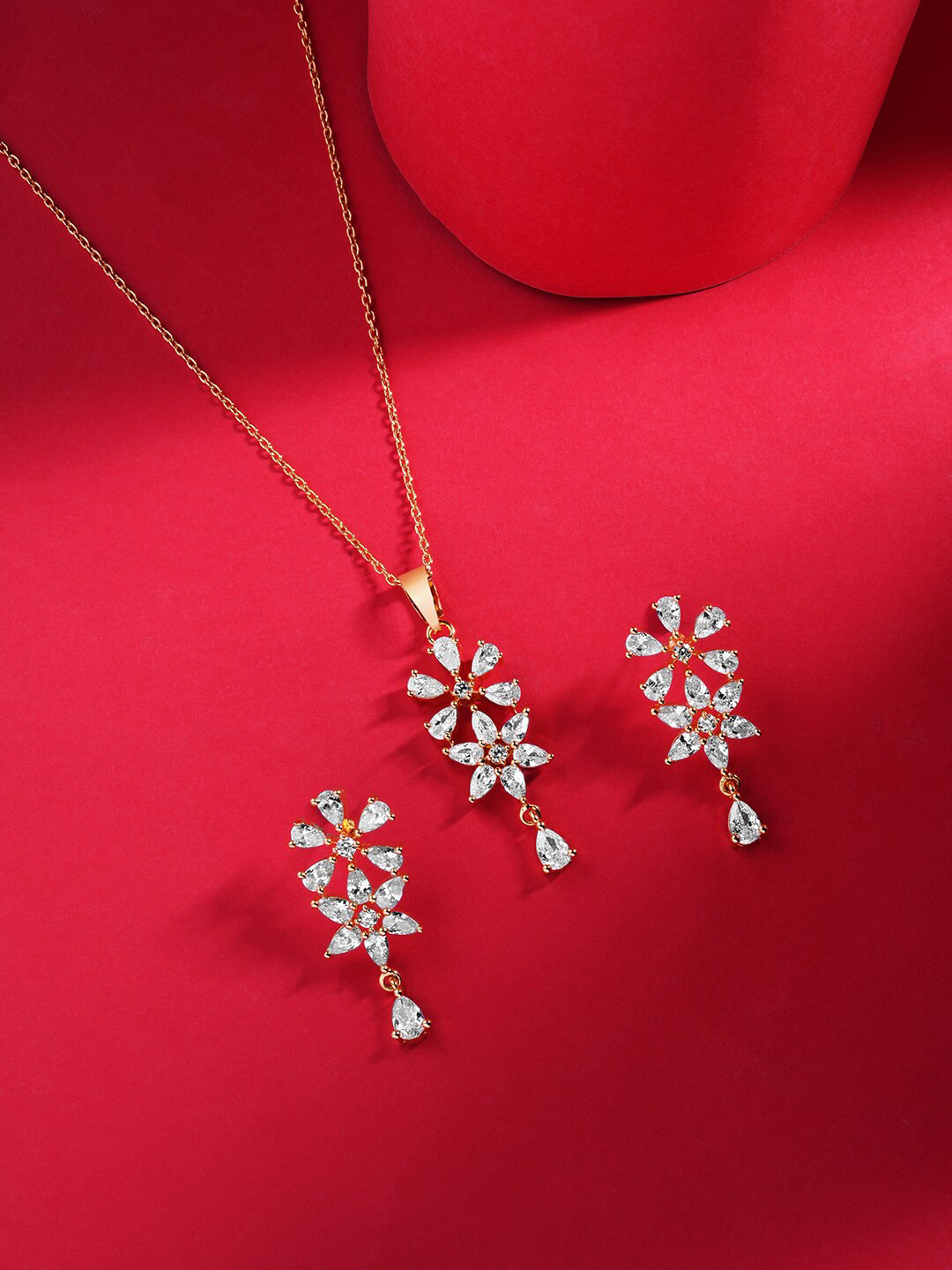 

HOT AND BOLD Gold-Plated Cubic Zirconia-Studded Jewellery Set, White