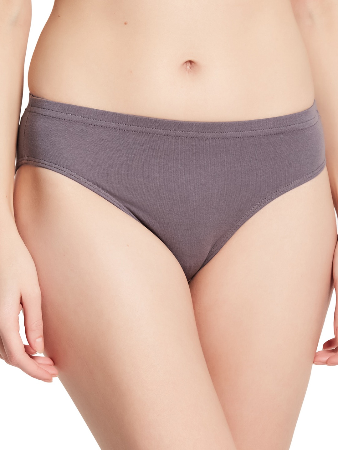 

UNMADE Women Mid-Rise Anti Bacterial Bikini Briefs, Grey melange