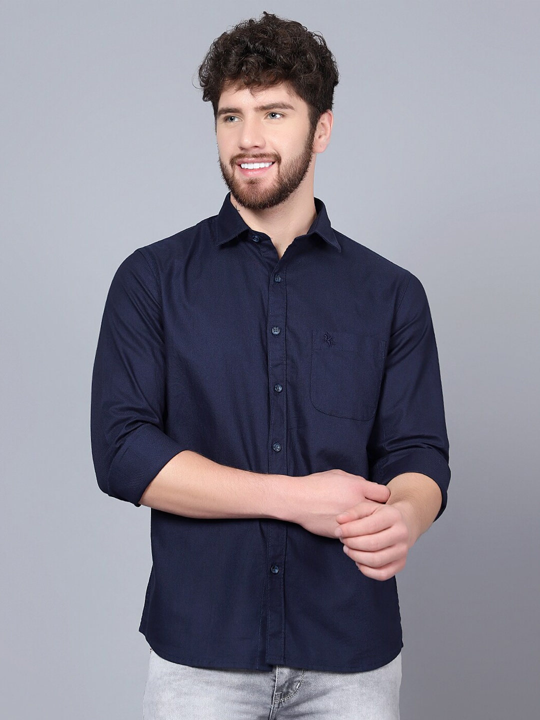 

Cantabil Spread Collar Casual Cotton Shirt, Blue
