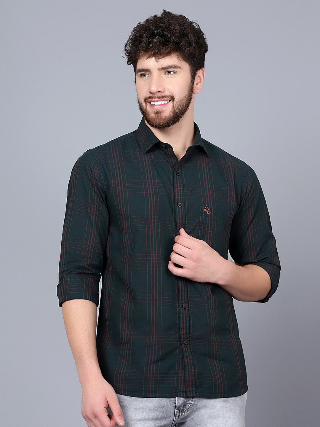 

Cantabil Tartan Tartan Checked Cotton Casual Shirt, Green