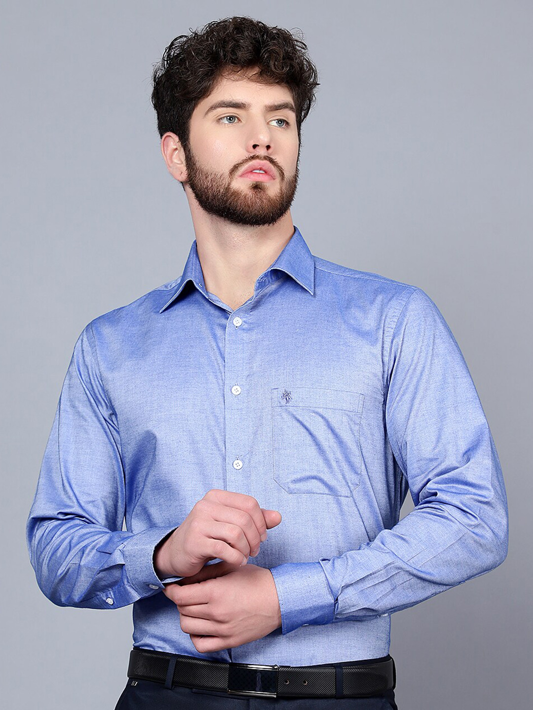 

Cantabil Spread Collar Cotton Formal Shirt, Blue