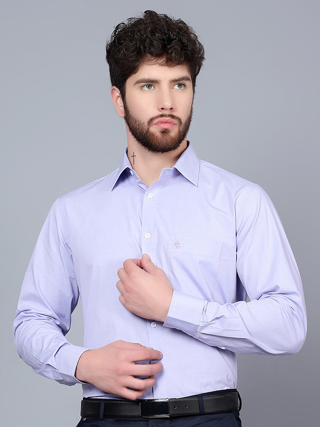 

Cantabil Spread Collar Cotton Formal Shirt, Purple