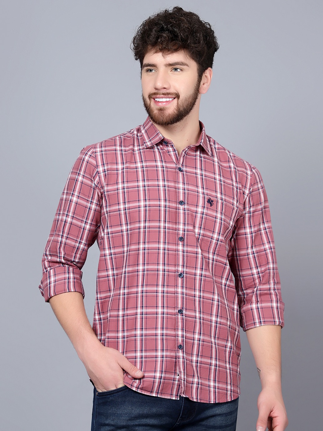 

Cantabil Checks Cotton Casual Shirt, Mauve