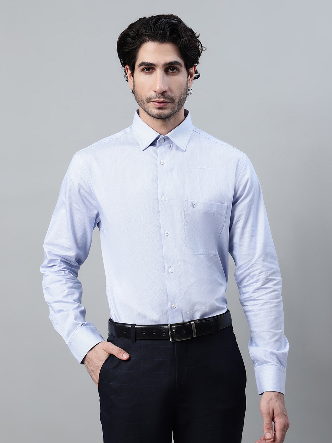 

Cantabil Spread Collar Cotton Formal Shirt, Blue