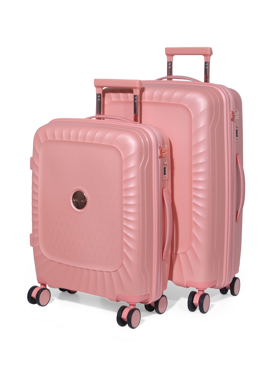 

ROMEING Set Of 2 SICILY Textured Hard-Sided Cabin & Medium Trolley Suitcase, Pink