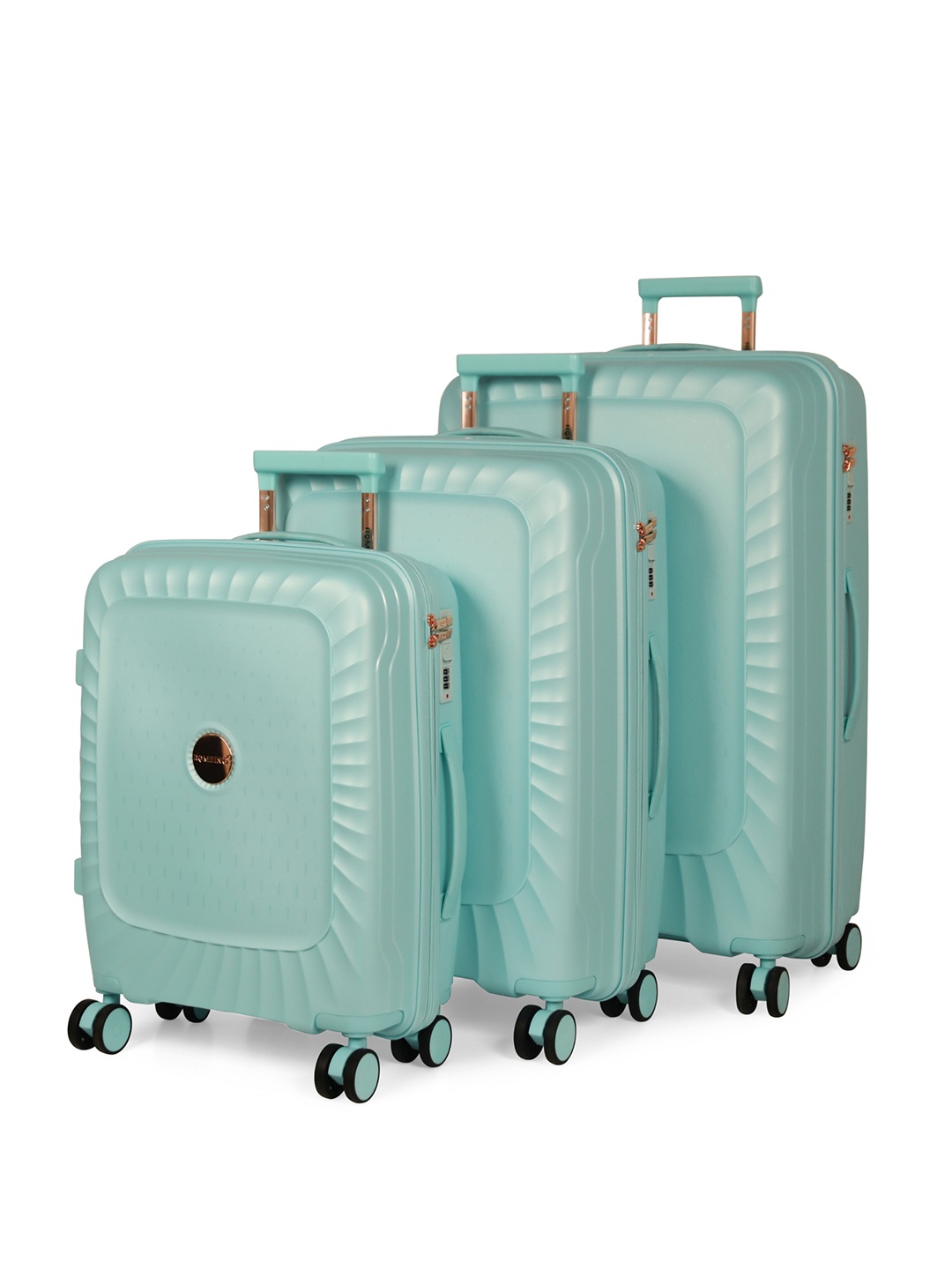 

ROMEING Set Of 3 SICILY Textured Hard-Sided Cabin, Medium & Large Trolley Suitcase, Blue