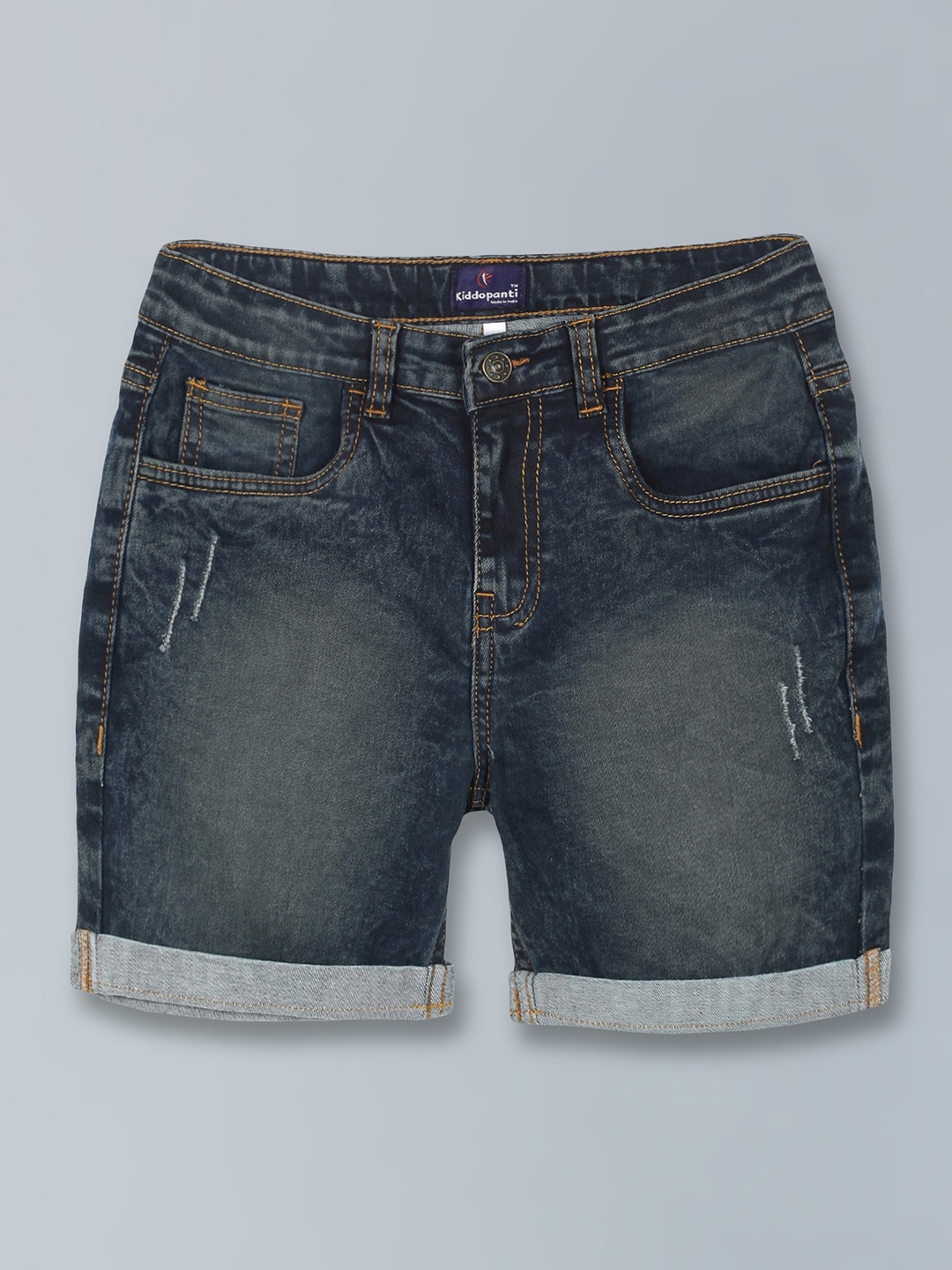 

KiddoPanti Boys Cotton Above Knee Length Denim Shorts, Blue