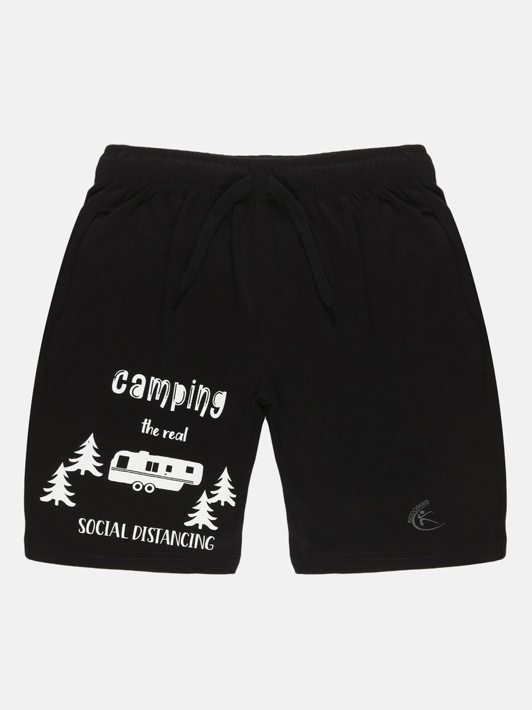 

KiddoPanti Boys Mid-Rise Printed Pure Cotton Shorts, Black