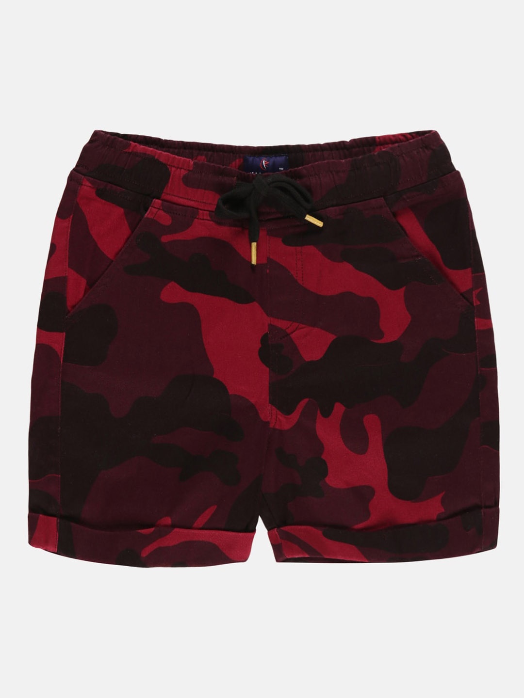 

KiddoPanti Boys Mid-Rise Camouflage Printed Pure Cotton Shorts, Red