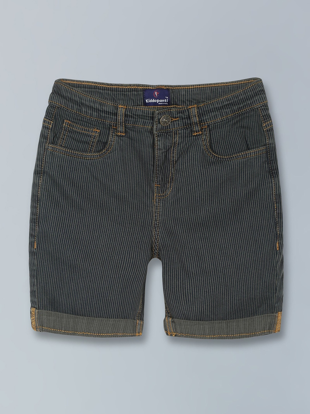 

KiddoPanti Boys Striped Denim Shorts, Grey
