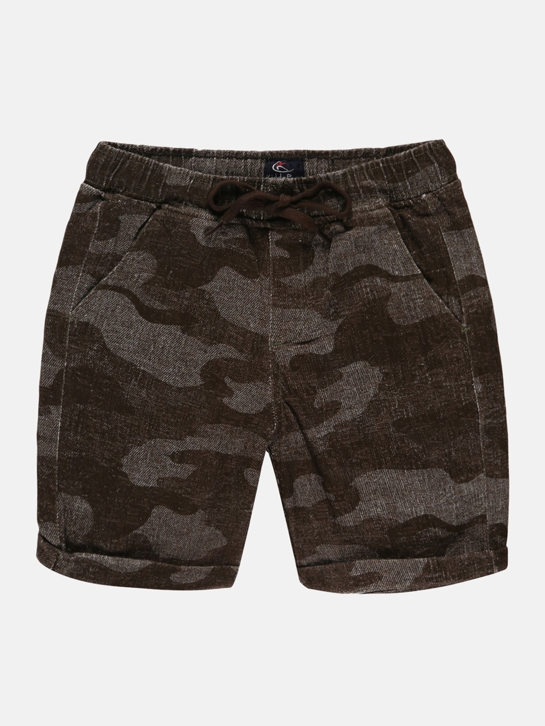 

KiddoPanti Boys Camouflage Printed Regular Fit Cotton Shorts, Brown