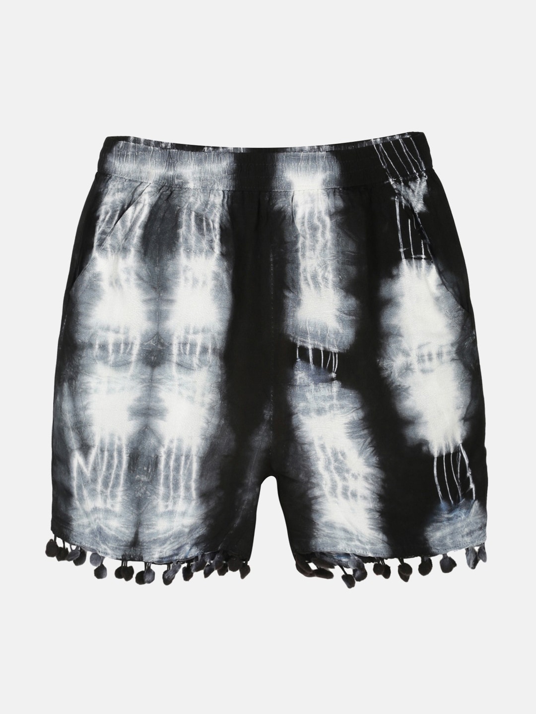 

KiddoPanti Girls Tie & Dye Mid-Rise Denim Shorts, Black