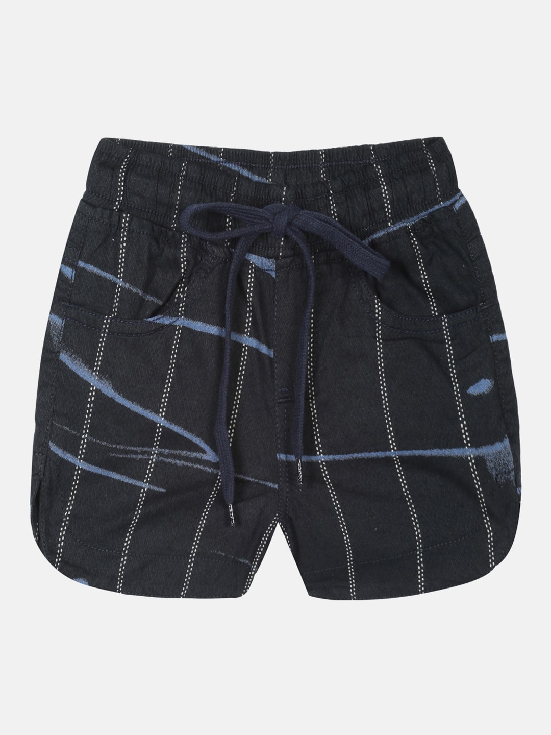 

KiddoPanti Girls Abstract Printed Hot Shorts, Navy blue