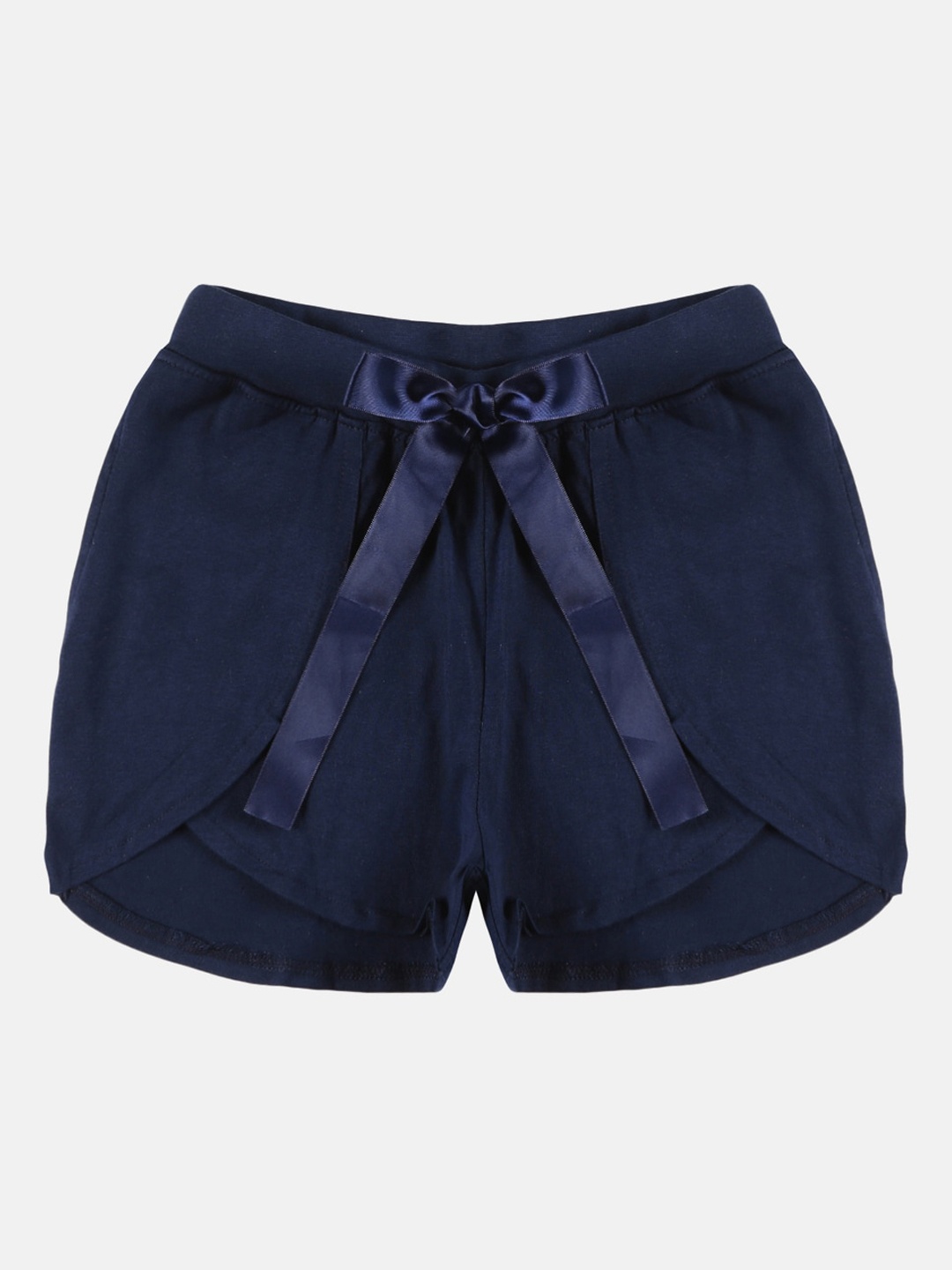 

KiddoPanti Girls Over Lap Pure Cotton Shorts, Navy blue