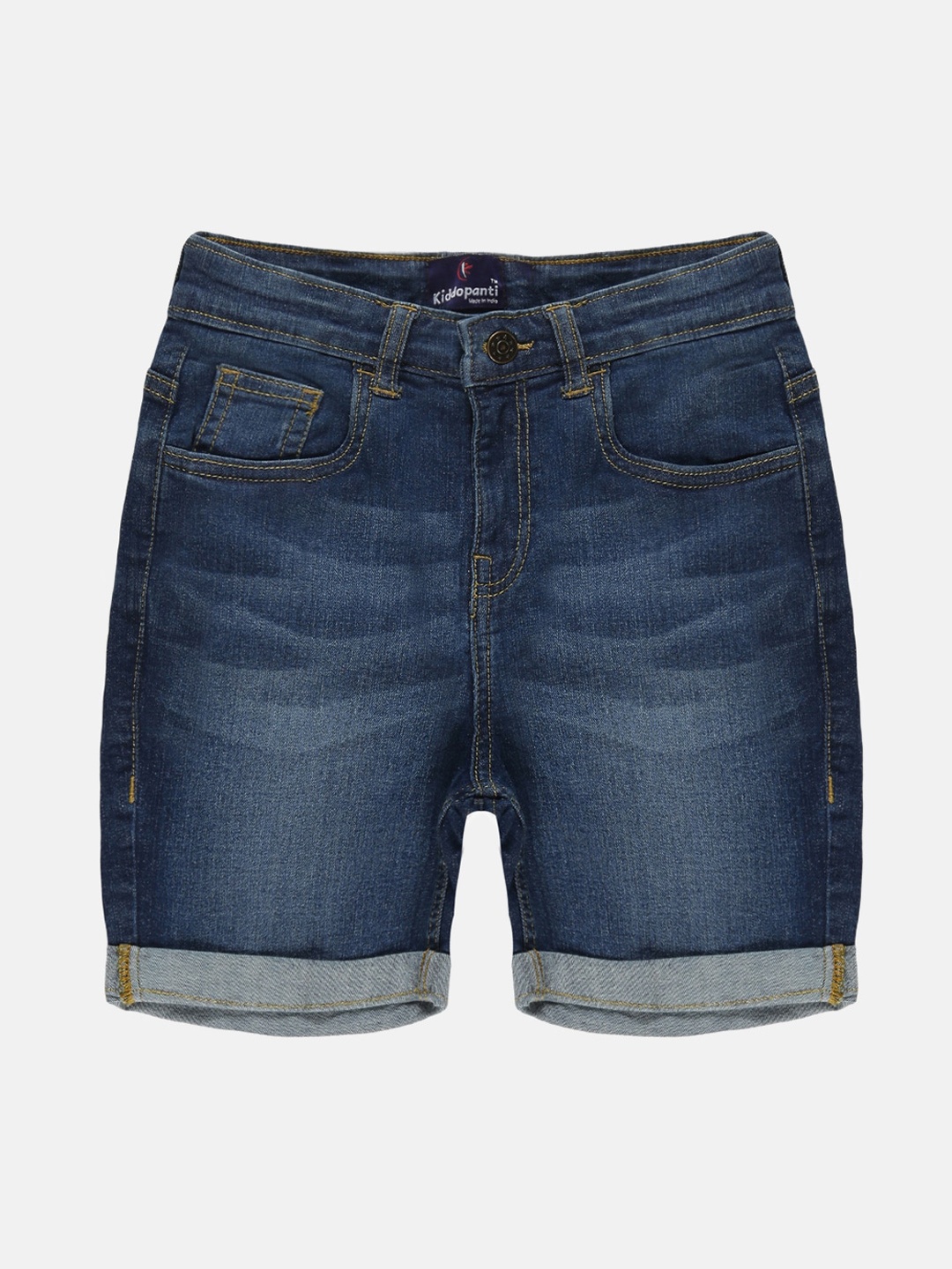 

KiddoPanti Boys Washed Cotton Denim Shorts, Blue