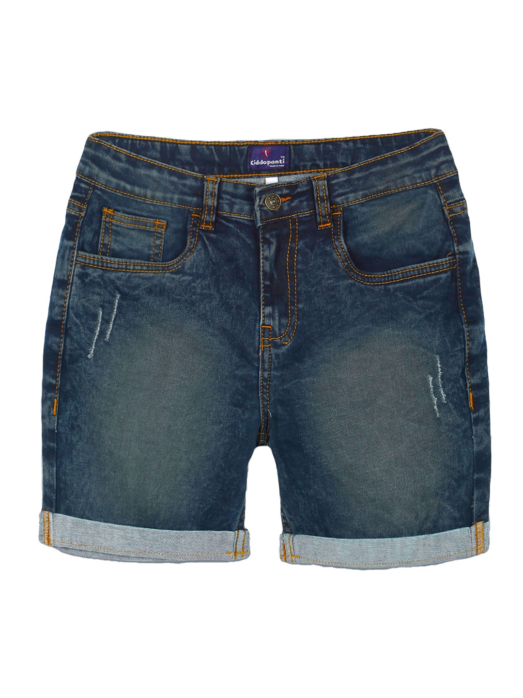 

KiddoPanti Boys Denim Distressed Rollup Shorts, Blue