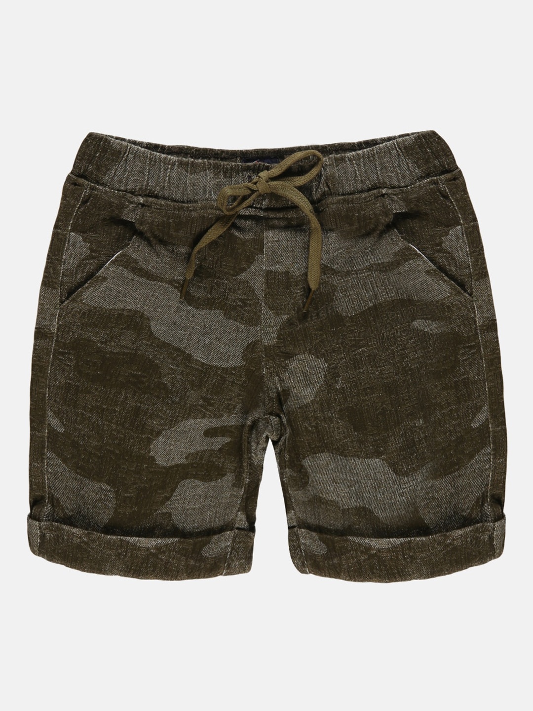 

KiddoPanti Boys Camouflage Printed Pure Cotton Roll Up Shorts, Green