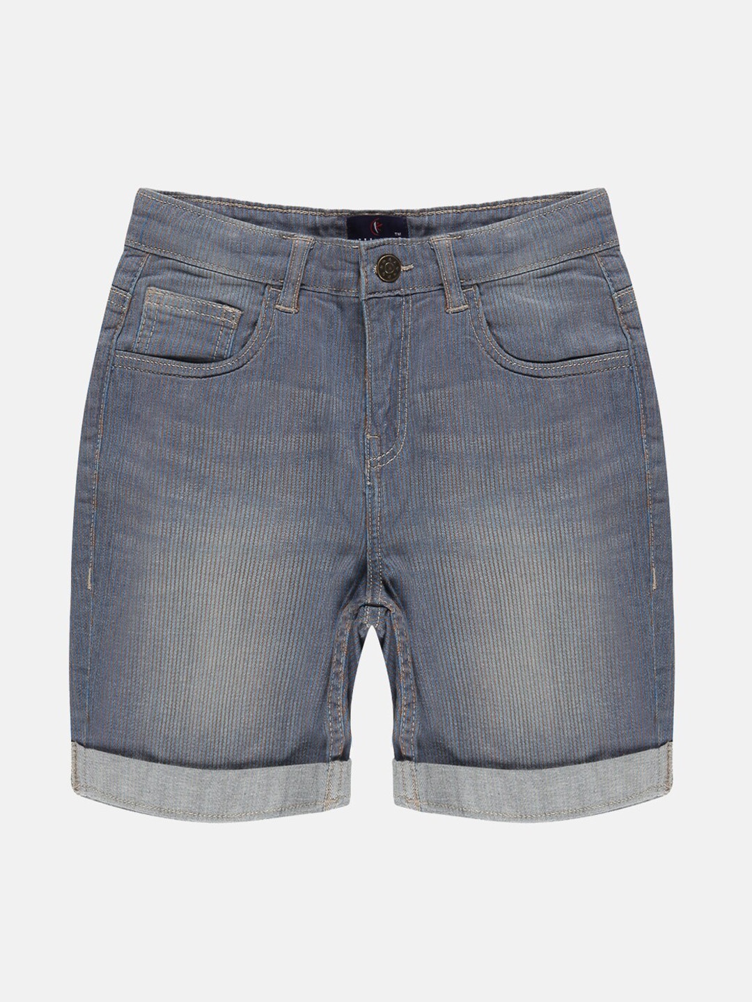 

KiddoPanti Boys Washed Denim Rollup Shorts, Blue