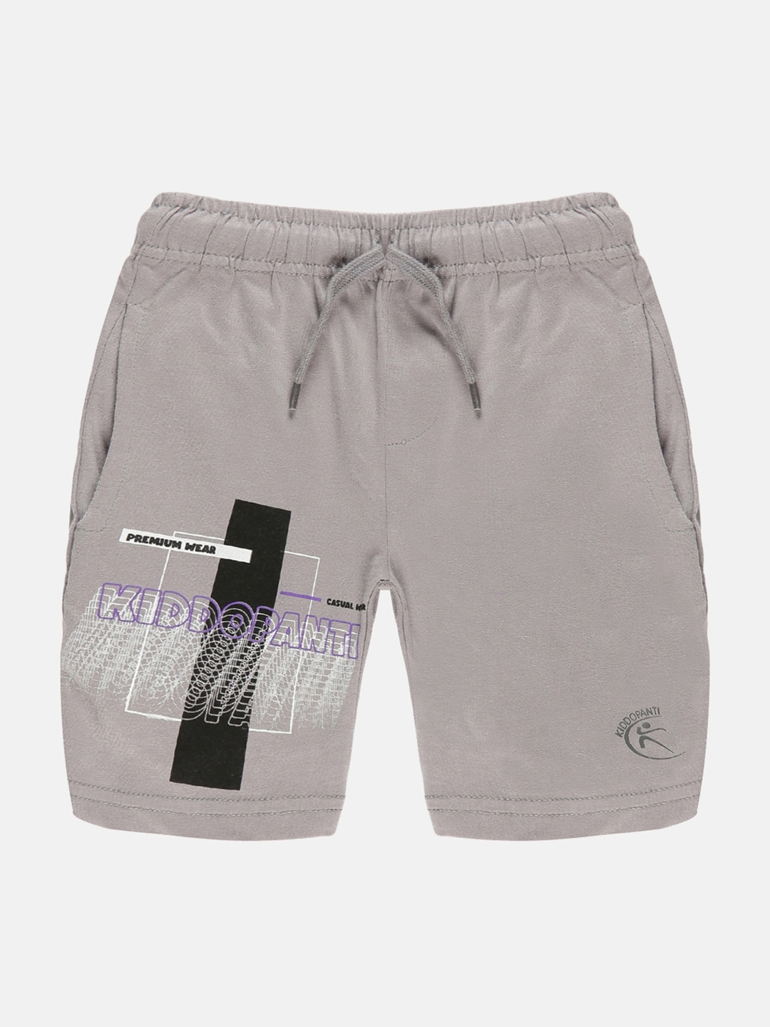 

KiddoPanti Boys Typography Printed Sports Shorts, Grey