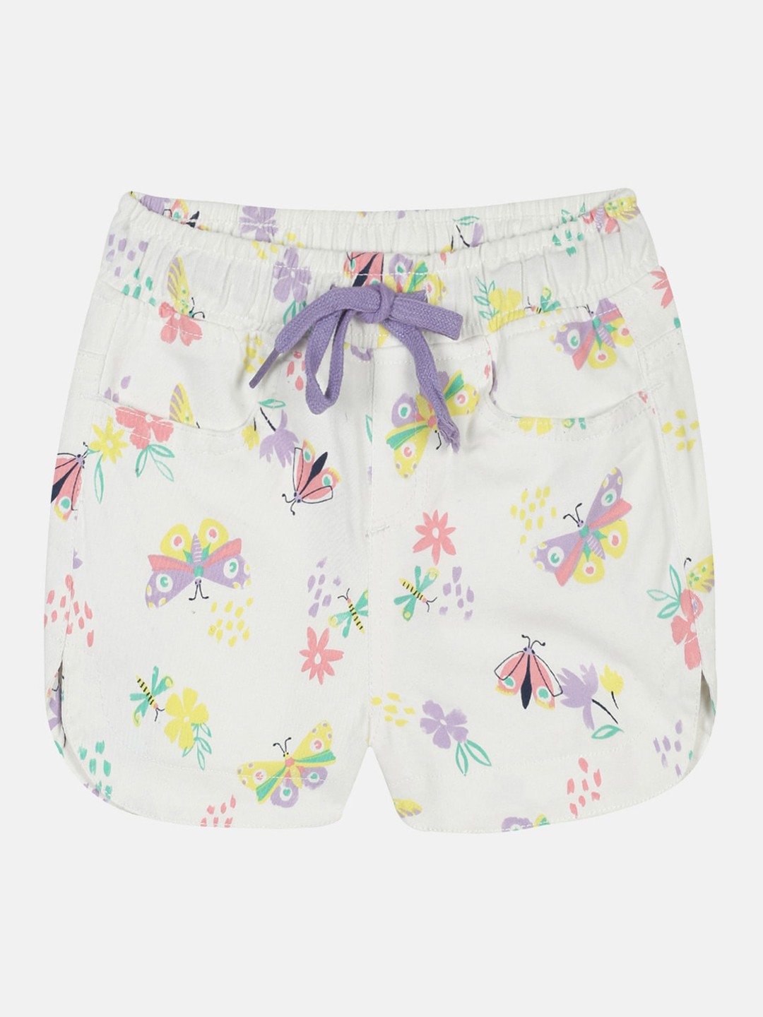 

KiddoPanti Girls Graphic Printed Cotton Mid-Rise Regular Fit Shorts, White