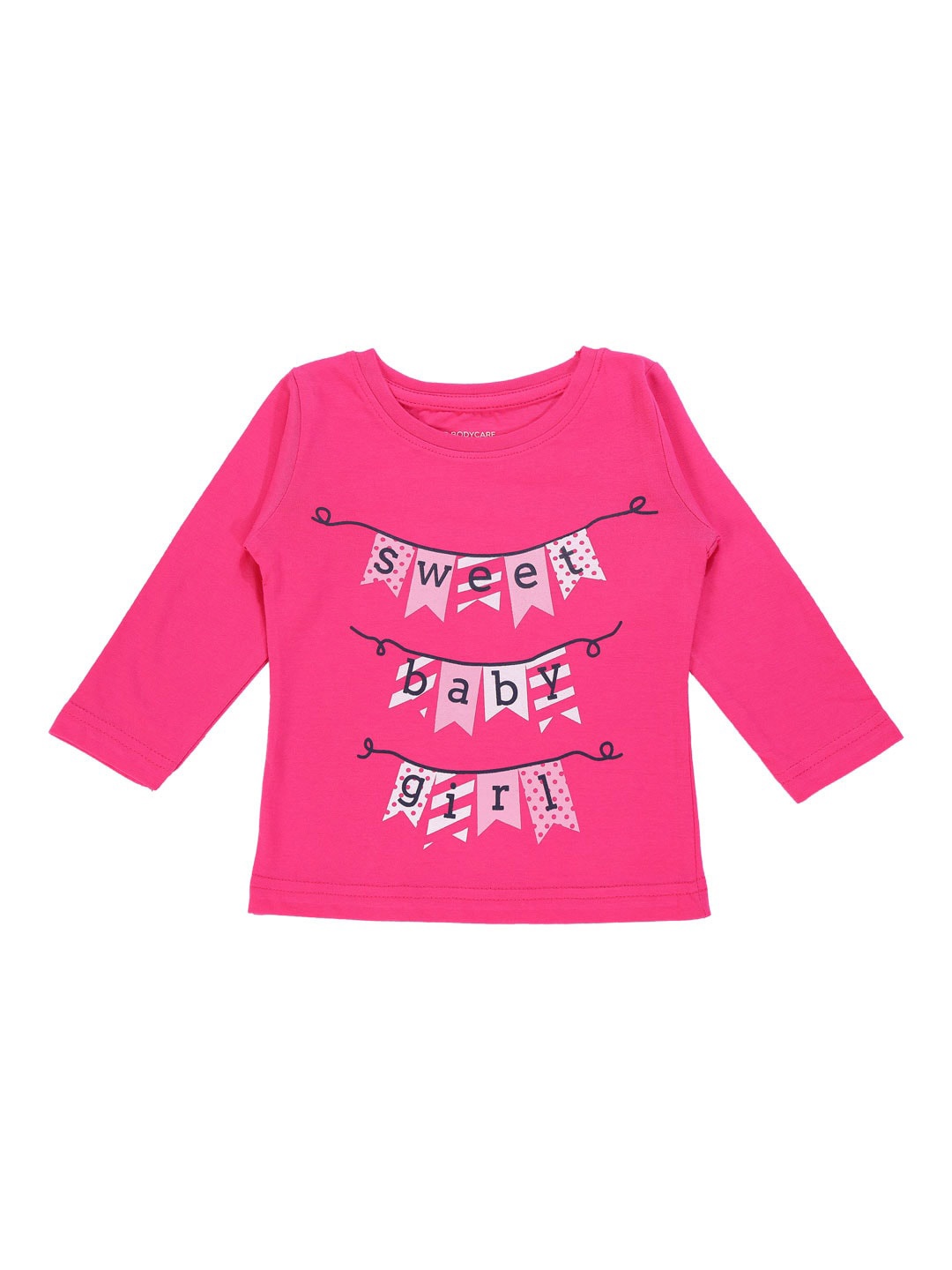 

Bodycare Kids Infants Girls Typography Printed Long Sleeve Cotton T-shirt, Pink