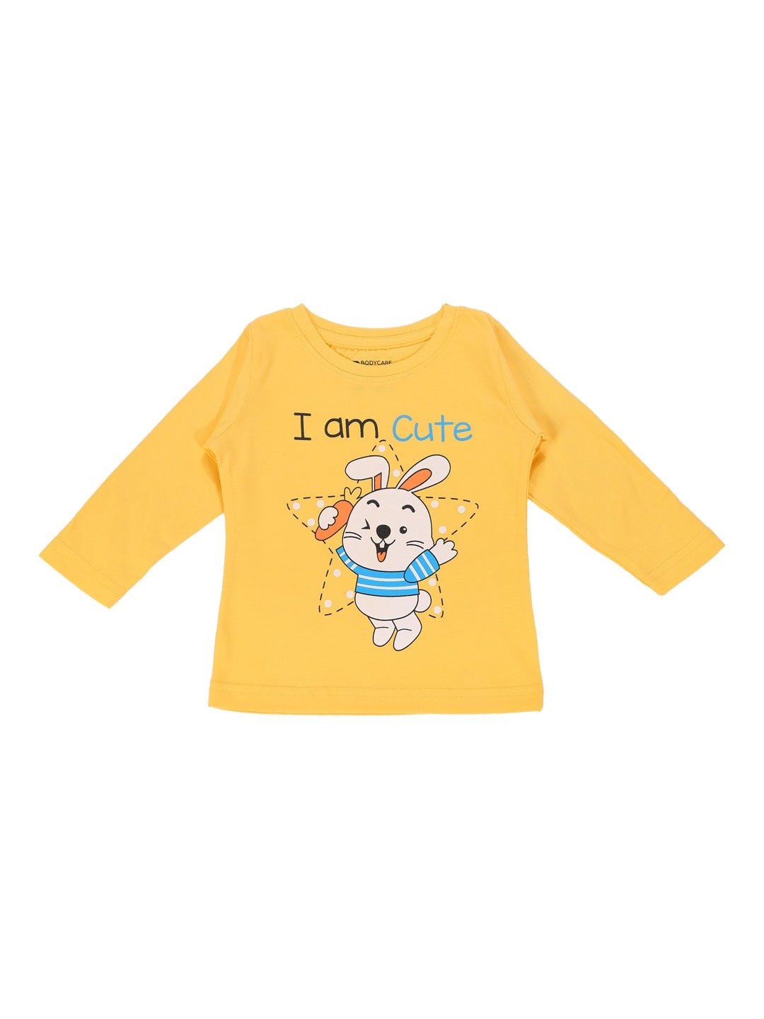 

Bodycare Kids Infant Girls Rabbit Printed Long Sleeve Cotton T-shirt, Yellow