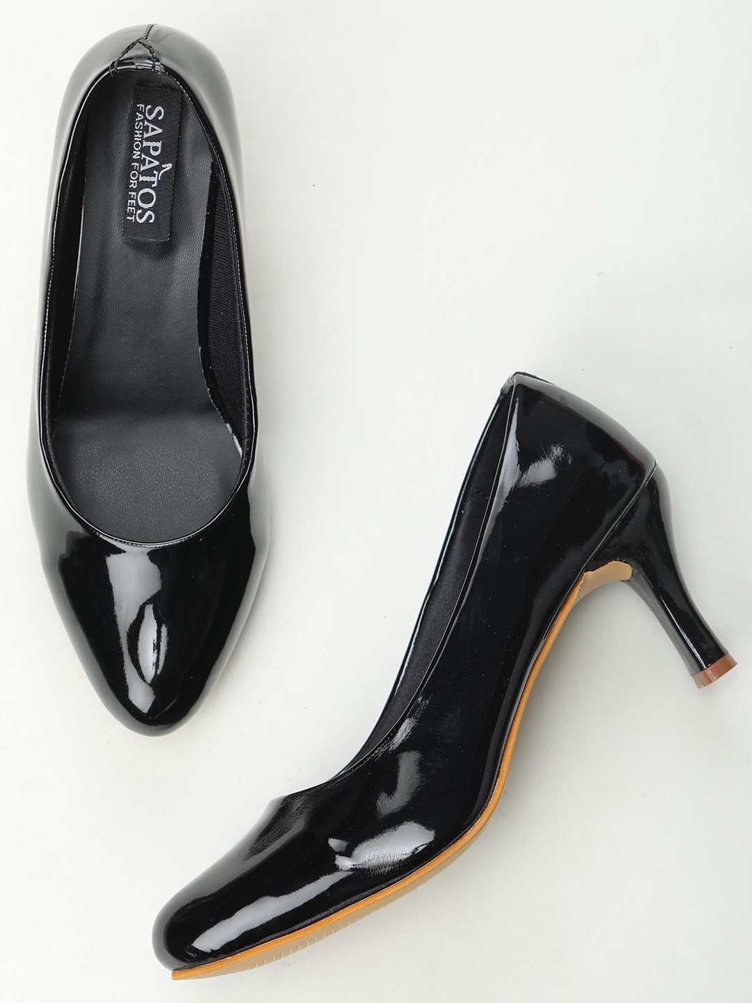 

SAPATOS Pointed Toe Kitten Heel Pumps, Black