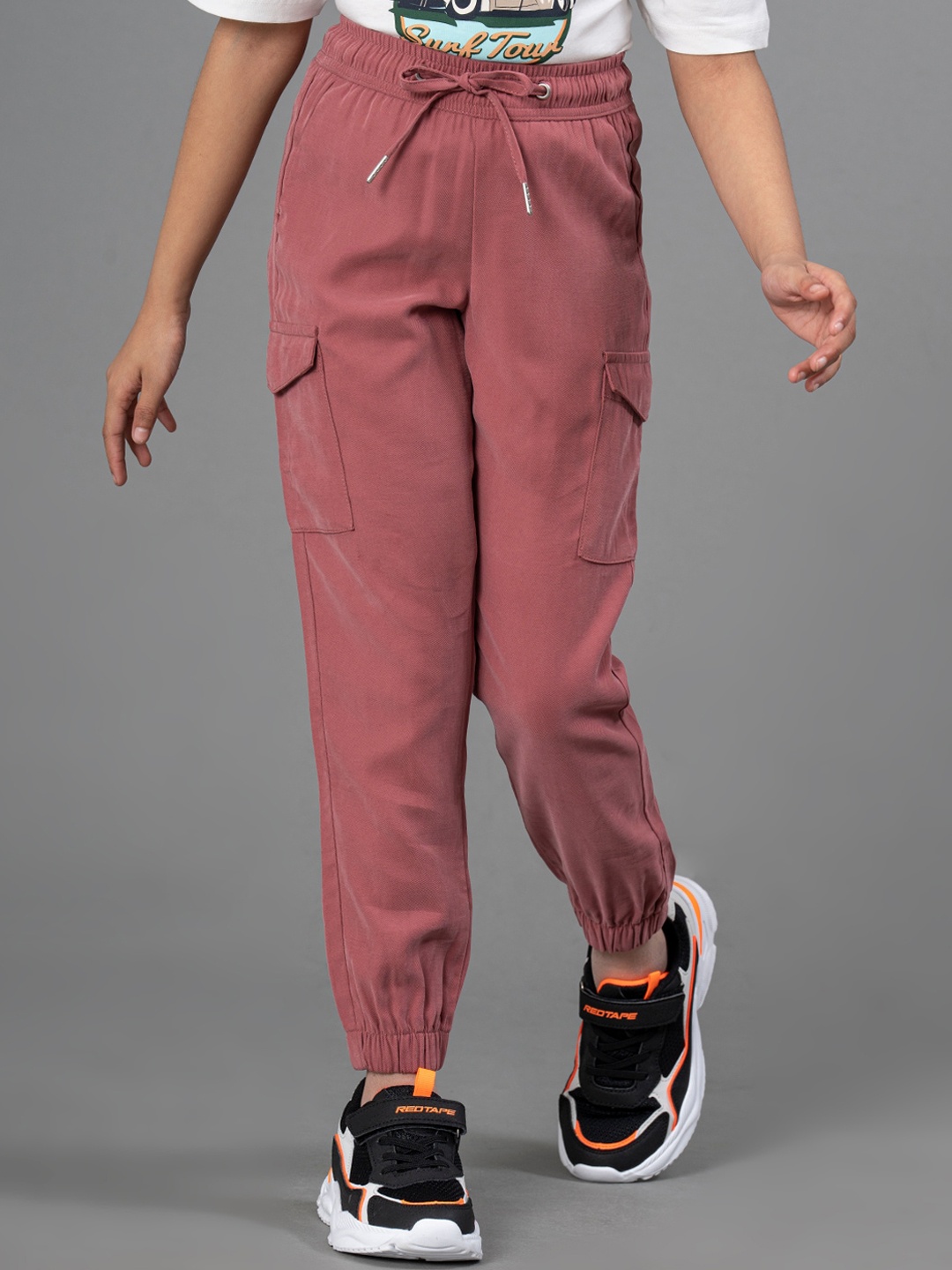

Mode by Red Tape Girls Mid Rise Plain Joggers, Pink