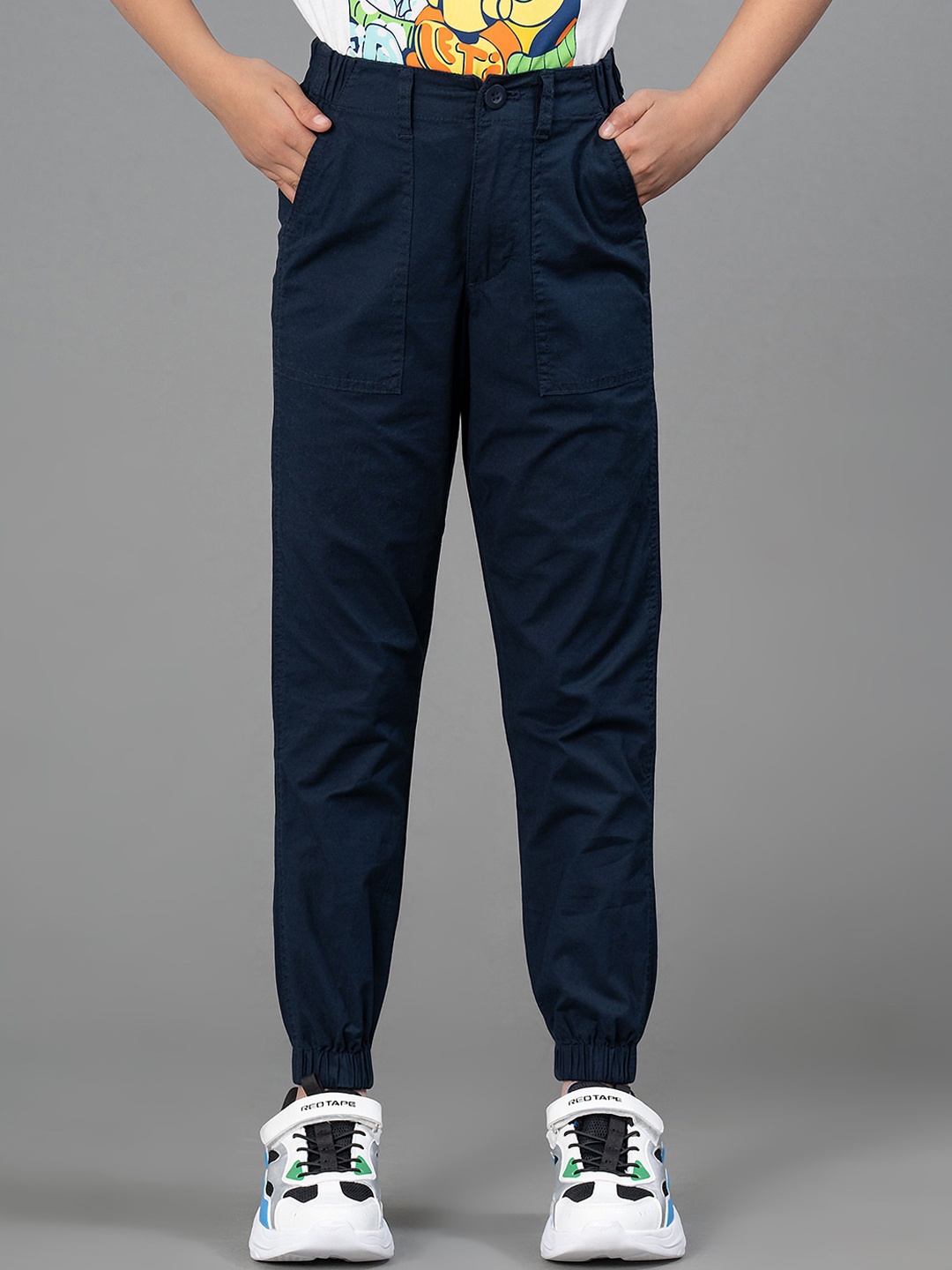 

Mode by Red Tape Girls Mid-Rise Regular Fit Joggers, Navy blue