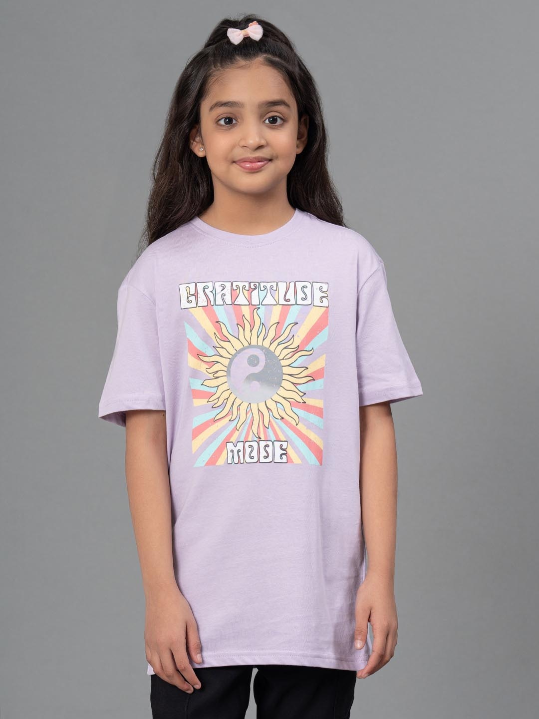 

Mode by Red Tape Graphic Printed Pure Cotton Oversize Fit T-shirt, Purple