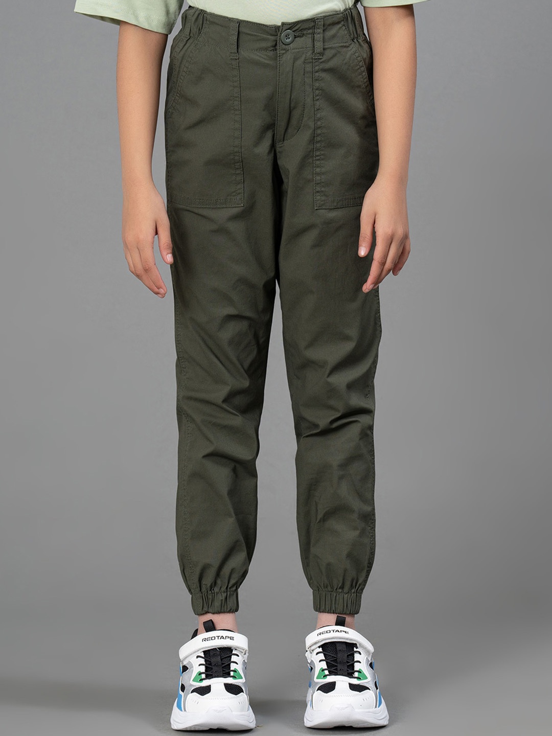 

Mode by Red Tape Girls Mid Rise Plain Joggers, Olive