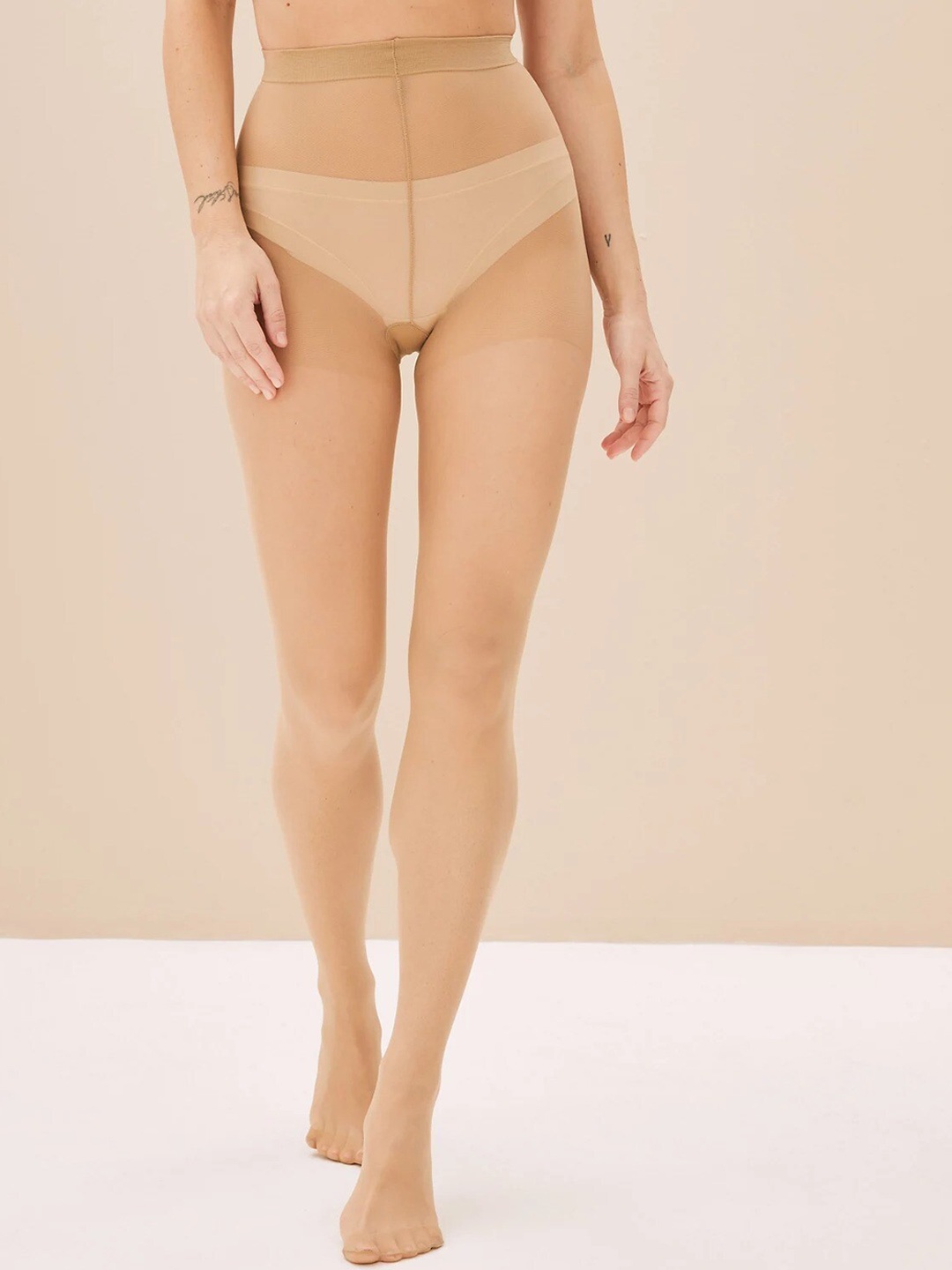 

Marks & Spencer Women Slim-Fit Full-Length Tights, Beige