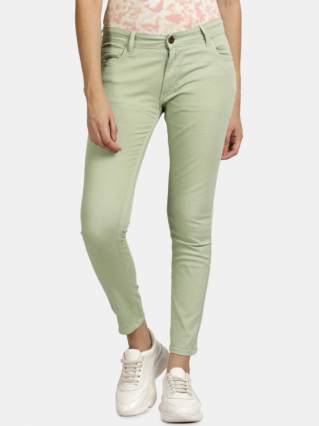 

Llak Jeans Women Mid Rise Skinny Fit Stretchable Cotton Jeans, Sea green