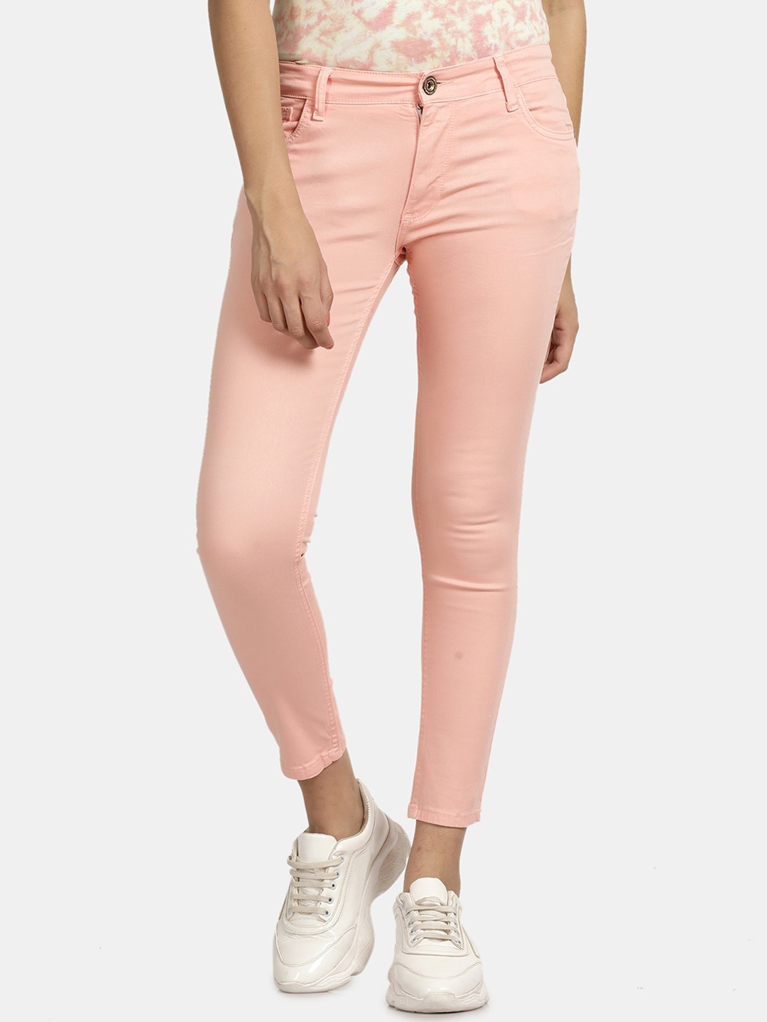 

Llak Jeans Women Mid Rise Skinny Fit Stretchable Cotton Jeans, Pink