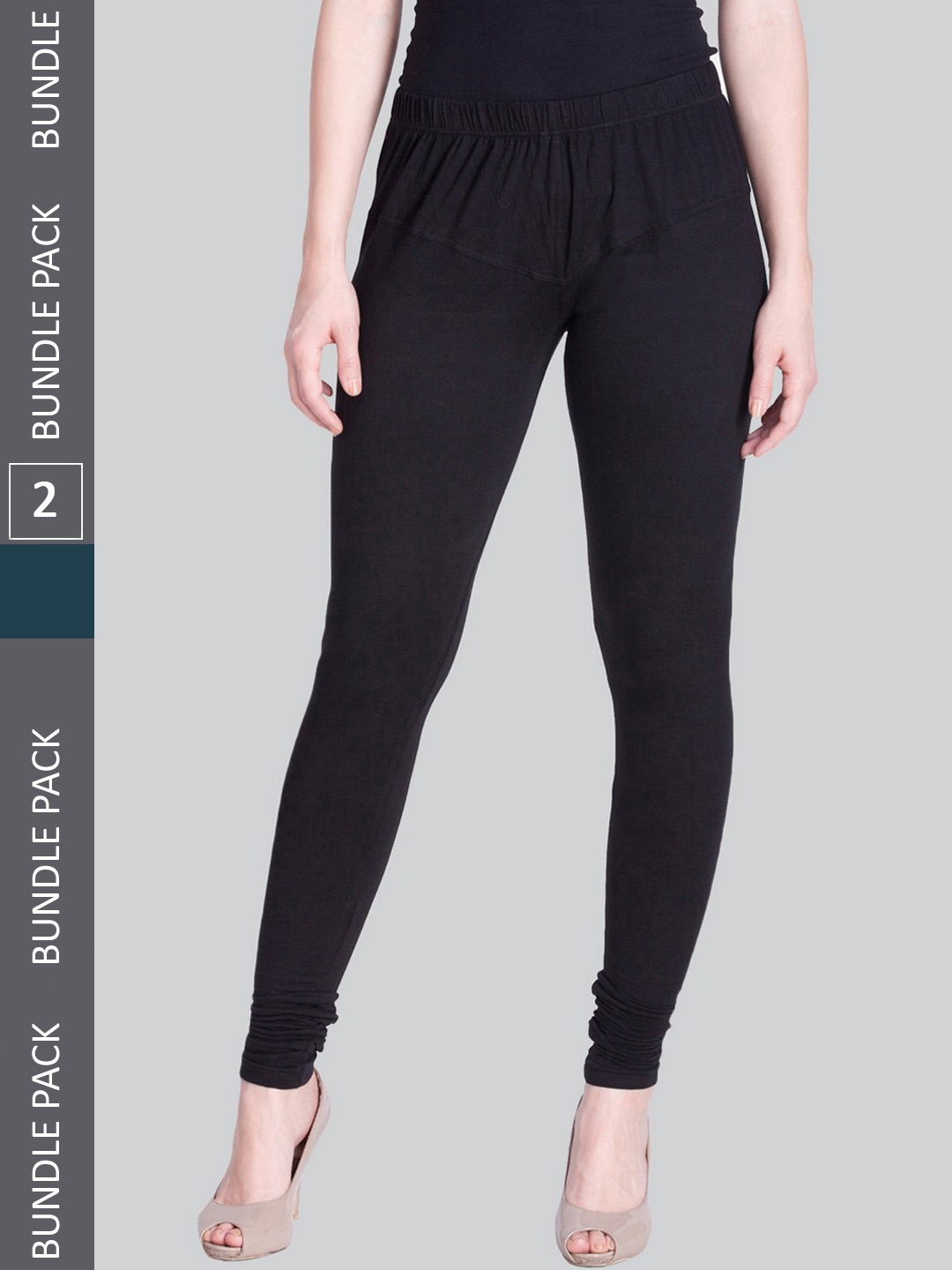 

LYRA Women Pack Of 2 Churidar-Length Cotton Lycra Leggings, Navy blue