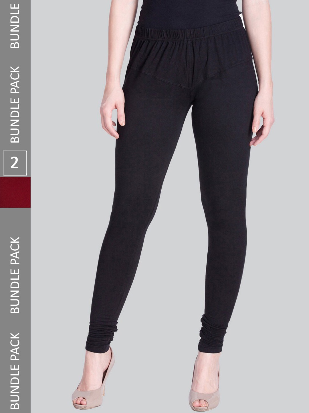 

LYRA Women Pack Of 2 Churidar-Length Leggings, Black